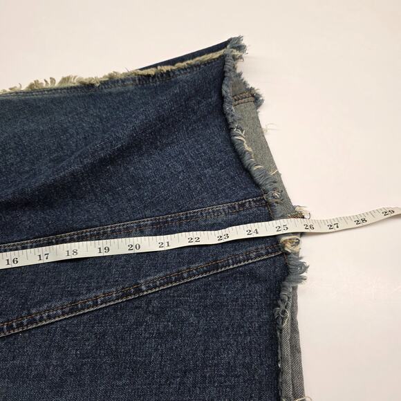 Y2k Denim Skirt Raw Edge Frayed Hem A-Line Indie Grunge Jean Skirt 25X25 - Picture 6 of 7